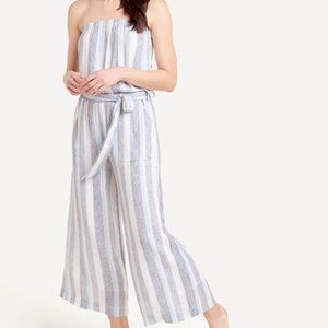Splendid NWT Sea Stripe Jumpsuit Convertible Side Tie Pockets Wide Leg Blue New